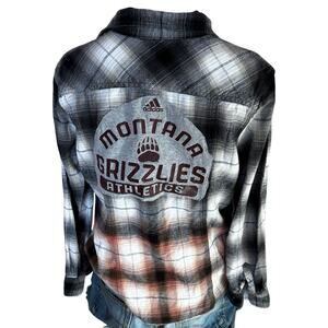 University Montana Grizzlies Plaid Flannel Shirt MEDIUM Oversized Griz Football